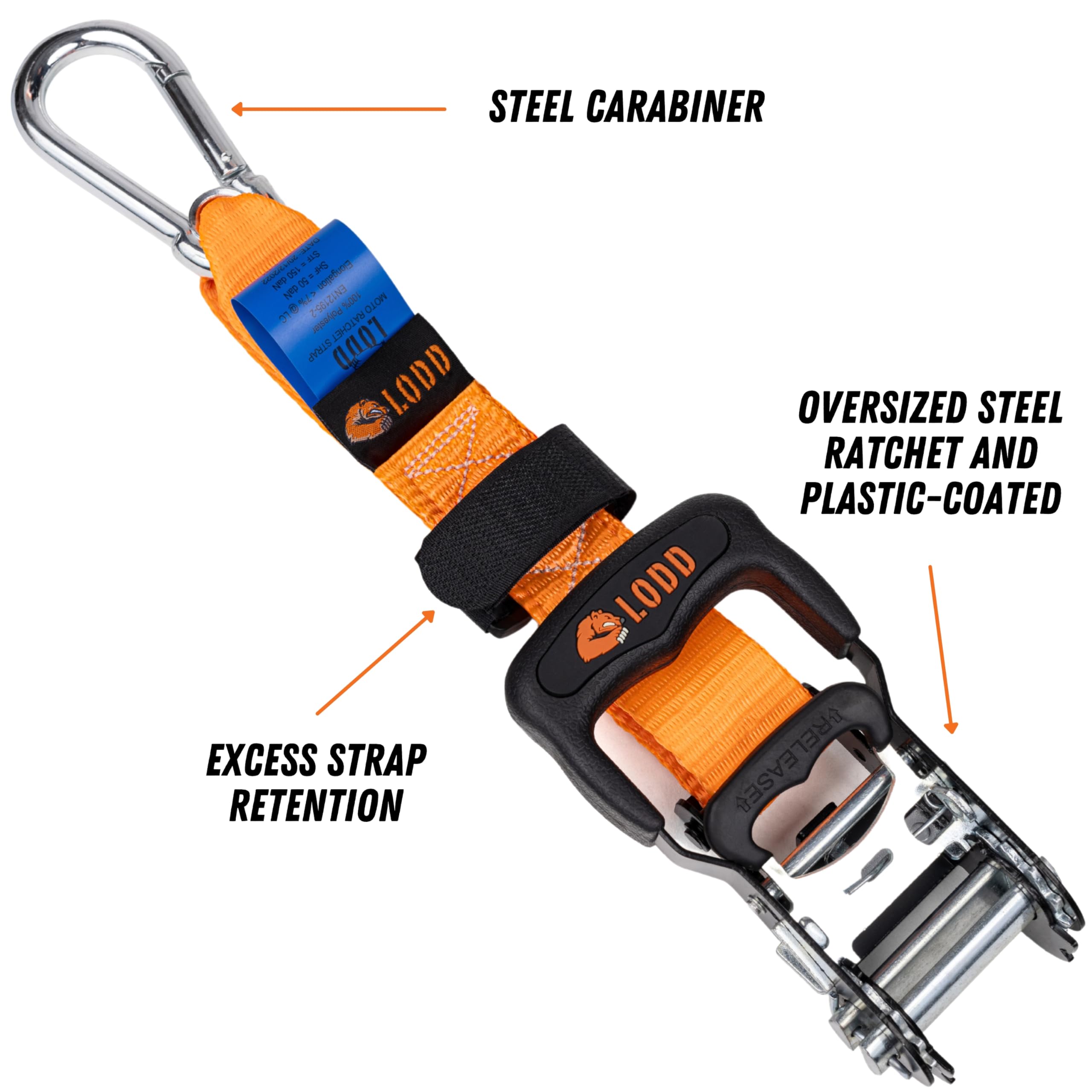 LODD - Motorcycle Tie Down Straps with Ratchets and Sheepskin Protection Loops. The Ultimate Motorcycle Straps, 38mm Wide, Secur